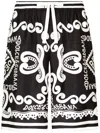 Dolce & Gabbana Dolce&gabbana Silk Bermuda With Navy Print In Black