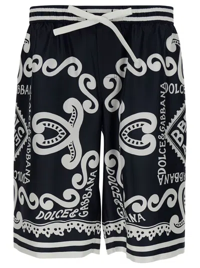 Dolce & Gabbana Printed Bermuda Shorts In Blue