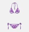 Dolce & Gabbana Maiolica Printed Triangle Bikini In Purple