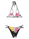 Dolce & Gabbana Black Floral-print Bikini