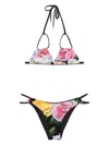 Dolce & Gabbana Black Floral-print Bikini In Black
