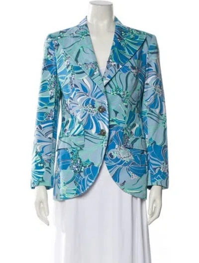 Pre-owned Dolce & Gabbana Printed Blazer In Blue/white