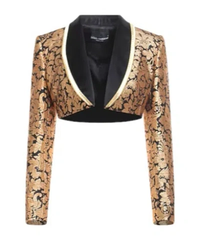 Dolce & Gabbana Printed Blazer In Golden