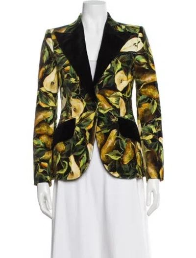 Pre-owned Dolce & Gabbana Printed Blazer In Green