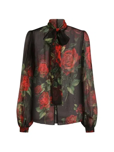 Dolce & Gabbana Printed Blouse In Black