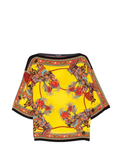 Pre-owned Dolce & Gabbana Printed Blouse In Yellow