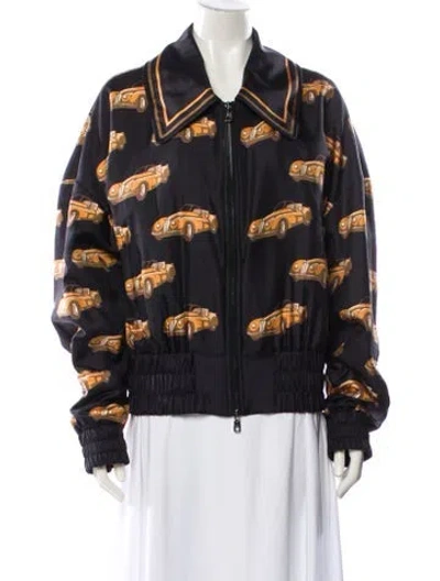 Pre-owned Dolce & Gabbana Printed Bomber Jacket In Black