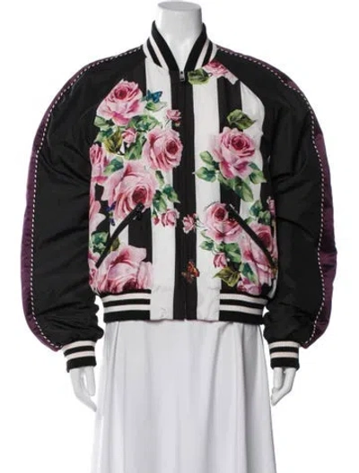 Pre-owned Dolce & Gabbana Printed Bomber Jacket In Black