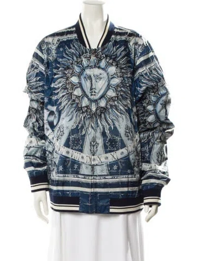 Pre-owned Dolce & Gabbana Printed Bomber Jacket In Blue
