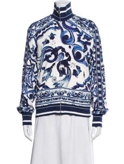 Pre-owned Dolce & Gabbana Printed Bomber Jacket In Blue
