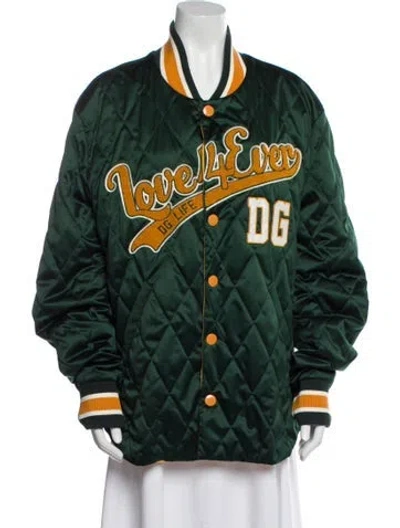 Pre-owned Dolce & Gabbana Printed Bomber Jacket In Green