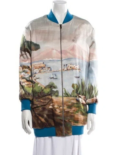 Pre-owned Dolce & Gabbana Printed Bomber Jacket In White