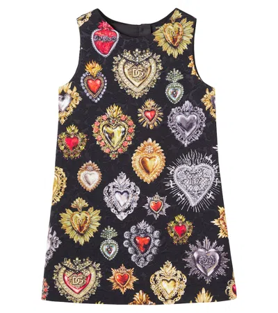 Dolce & Gabbana Kids' Printed Brocade Dress In Black