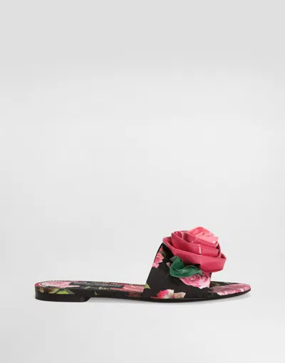 DOLCE & GABBANA PRINTED BROCADE SLIDERS