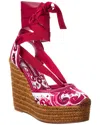 Dolce & Gabbana Printed Brocade Fabric Wedge Sandals In Red