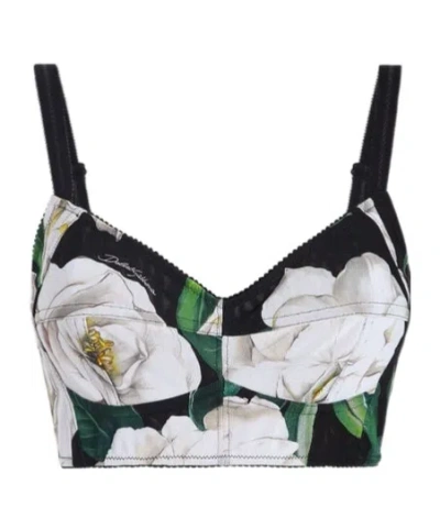 DOLCE & GABBANA DOLCE  GABBANA GARDENIA PRINTED BRALETTE TOP