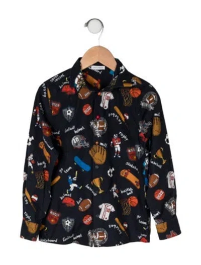 Pre-owned Dolce & Gabbana Kids' Printed Button-up Top In Blue
