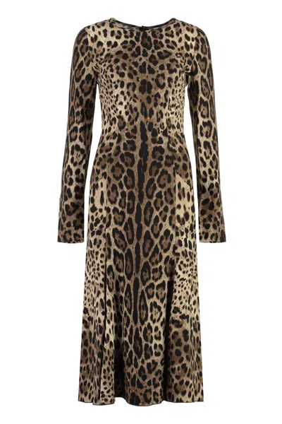 Dolce & Gabbana Printed Cady Dress In Animalier