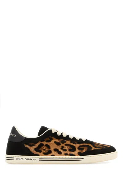 Dolce & Gabbana Printed Calf Hair Saint Tropez Light Sneakers In Brown