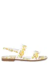 Dolce & Gabbana Printed Leather Sandals In Yellow