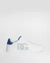Dolce & Gabbana Printed Calfskin Nappa Strobel Portofino Light Sneakers In White