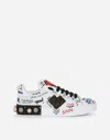 Dolce & Gabbana Printed Leather Portofino Sneakers In Multicolor