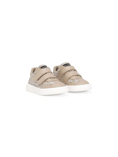 Dolce & Gabbana Kids' Printed Canvas Sneakers In Neutrals