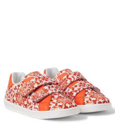 Dolce & Gabbana Printed Canvas Sneakers In Orange