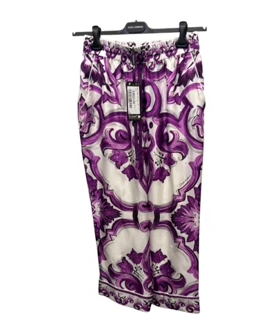 Dolce & Gabbana Printed Casual Pants In Purple