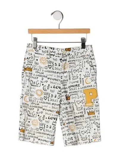 Pre-owned Dolce & Gabbana Kids' Printed Casual Pants In White