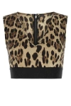 Dolce & Gabbana Animal Patterned Silk Crop Top With Logoed Elastic Waistband In Animal Print
