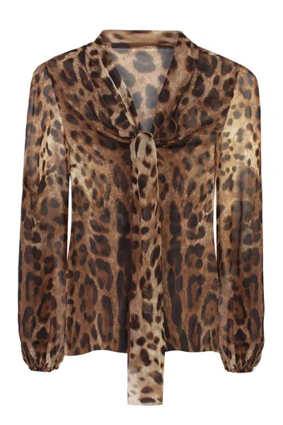 Dolce & Gabbana Printed Chiffon Blouse In Multi