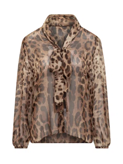 Dolce & Gabbana Printed Chiffon Blouse In Multicolor