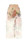 Dolce & Gabbana Pleated Floral Midi Skirt With Elasticated Waist In Bouquetfioriantichifondonude