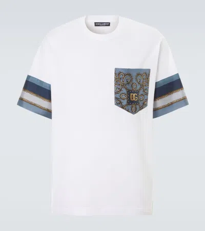 Dolce & Gabbana Patterned Short-sleeve Pocket T-shirt In White