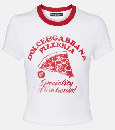 Dolce & Gabbana Printed Cotton-blend Jersey T-shirt In White