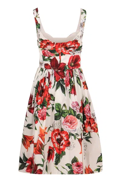 Dolce & Gabbana Printed Cotton Dress In Red
