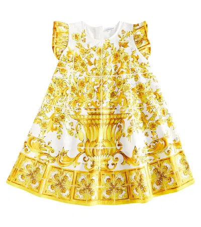 Dolce & Gabbana Kids' Printed Cotton Dress In Yellow