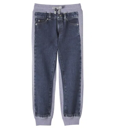 Dolce & Gabbana Kids' Printed Cotton Fleece Sweatpants In Blue
