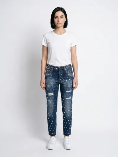 Dolce & Gabbana Printed Cotton Jeans In Navy