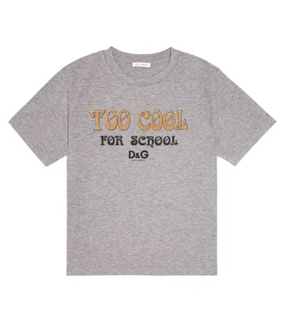 Dolce & Gabbana Babies' Printed Cotton Jersey T-shirt In Grey