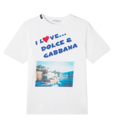 Dolce & Gabbana Kids' Printed Cotton Jersey T-shirt In White