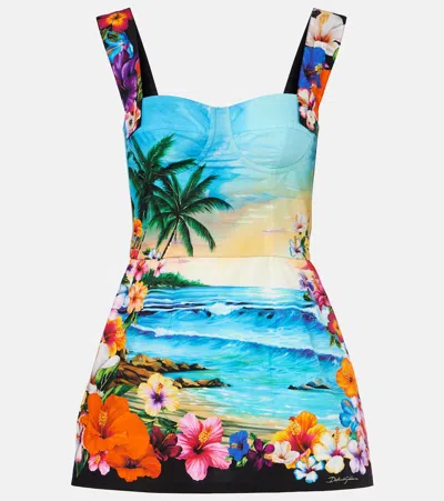 Dolce & Gabbana Printed Cotton Minidress In Multi