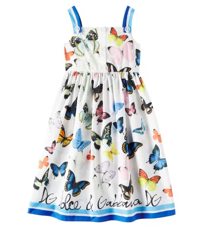 Dolce & Gabbana Kids' Bedrucktes Kleid Aus Baumwollpopeline In Multicolor