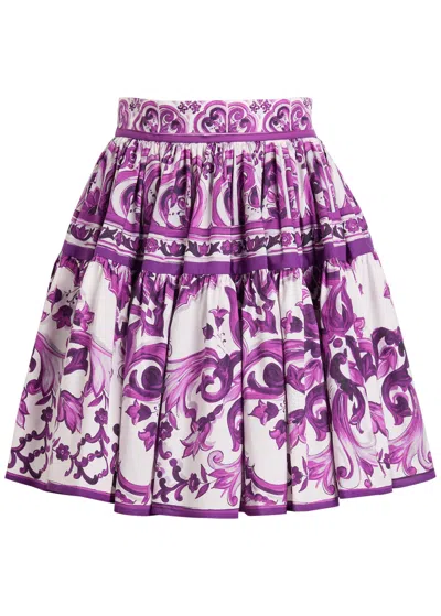 Dolce & Gabbana Printed Cotton-poplin Mini Skirt In Multi