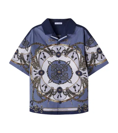 Dolce & Gabbana Kids' Printed Cotton Poplin Shirt In Blue