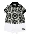 Dolce & Gabbana Printed Cotton Romper In Black