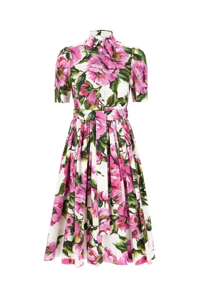 DOLCE & GABBANA PRINTED COTTON SHIRT DRESS