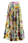 Dolce & Gabbana Dolce&gabbana Long Flounced Skirt With Floral Print Women In White