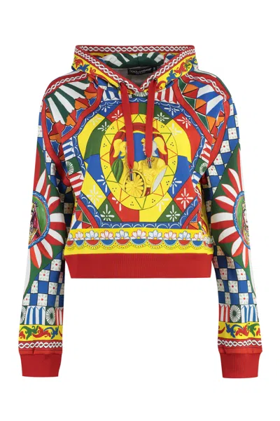 Dolce & Gabbana Printed Cotton Sweatshirt In Multicolor